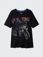 Summer Mens 3D Noctilucent Skull Motocycle Printing Noctilucent Round Neck Short Sleeved Tshirts