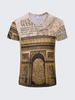 Summer Mens Breathable Personalized Retro Printing Slim Fit V neck Casual T-shirts