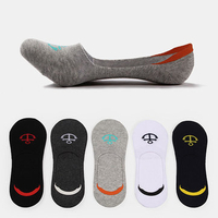 Summer Mens Casual Cotton Breathable Silicon Antiskid Invisible Boat Socks