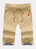 Summer Mens Casual Sport Shorts Elastic Waist Solid Color Beach Surf Cotton Short Pants