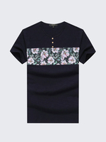 Summer Mens Cool Flower Printing T Shirts Round Neck Short Sleeved Cotton Top Tees