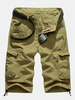 Summer Mens Cotton Beach Shorts Big Pockets Washed Solid Color Overall Cargo Shorts