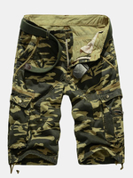 Summer Mens Cotton Camouflage Shorts Big Pockets Army Style Cargo Shorts