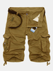 Summer Mens Cotton Cargo Shorts Casual Multi Pocket Shorts Pure Color Cargos Shorts