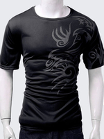 Summer Mens Cotton Printing Slim Short Sleeve Causal O-neck T-shirt