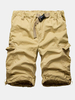 Summer Mens Elastic Waist Causal Loose Outdoor Solid Color Cargo Shorts