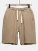 Summer Mens Elastic Waist Drawstring Flax Breathable Knee Length Loose Casual Shorts