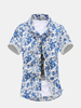 Summer Mens Floral Pattern Printing Turndown Collar Short Sleeved Cotton Beach Shirts