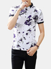 Summer Mens Floral Printed Polo Shirt Turndown Collar Short Sleeve Top Tees
