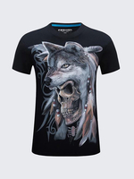 Summer Mens Plus Size Unique Wolf 3D Skull Printing Short Sleeved Casual T-shirts