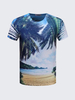 Summer Mens Unique Double-sided Scenery 3D Printing Short Sleeved T Shirts
