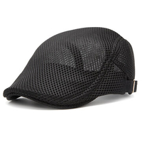 Summer Mesh Beret Cap Adjustable Solid Color Newboy Hat