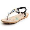 Summer New European Style Women Slip-On Diamond Printing Soft Sole Clip Toe Flat Sandal Shoes