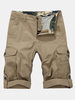 Summer Outdoor Solid Color Cotton Multi-pocket Cargo Shorts For Men
