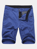 Summer Solid Color Regular Fit Knee Length Casual Cotton Cargo Shorts for Men
