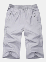 Summer Sport Loose Zipper Pocket Elastic Waist Plus Size Shorts For Men