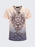 Summer Unique V-neck Chinese Dragon Printing Short Sleeve T-shirts For Men
