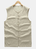 Summer Vintage Casual Outdoor Loose Fit Solid Color Breathable Linen Vests Coats for Men