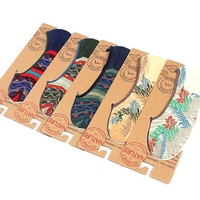 Summer Vintage Chinese Style Casual Cotton Silicone Anti-Slip Thin Boat Socks For Men