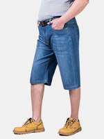 Super Plus Size Solid Color Casual Business Knee Length Shorts Jeans for Men