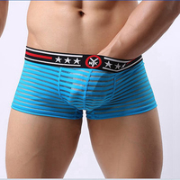 Super Sexy Low Waist Transparent Stripes Mesh Breathable Thin Boxers for Men
