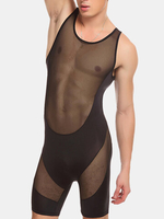 Super Sexy One Piece Garment Mesh Transparent Thin Sleepwear Sets for Men