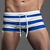 SUPERBODY Sexy Slim Fit Navy Striped Drawstring Boxer Briefs Trunk Swimsuit for Men