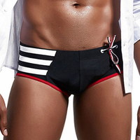 Superbody Sexy Striped Navy Drawstring Brief Trunk Swimsuits for Men