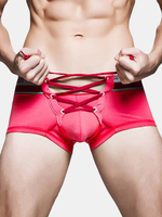 SUPERBODY Sexy Tether Underwear Pure Cotton Breathable Low Waist U Convex Boxers for Men