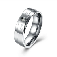 Sweet Couple Ring KISS&LOVE Zircon Elegant Ring for Women Men