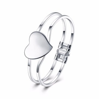 Sweet Elegant Bracelet Silver Plated Two Layer Heart Bracelet for Women Gift