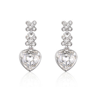 Sweet Heart Earrings Tassel Rhinestone Crustal Earrings