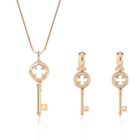 Sweet Jewelry Set Key Cross Rhinestone Earrings Necklace Set