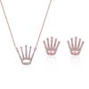 Sweet Jewelry Set Rose Gold Rhinestone Crown Necklace Earrings Set