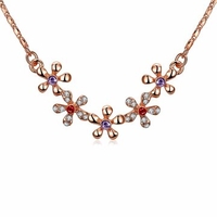 Sweet Luxury Necklace Five Rhinestone Flower Women Necklace