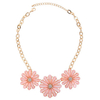 Sweet Necklace Alloy Rhinestone Big Flowers Women Necklace