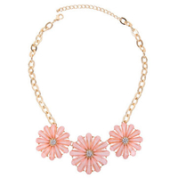 Sweet Necklace Alloy Rhinestone Big Flowers Women Necklace