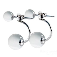 Sweet Opal Platinum Plated Double Side Stud Earrings