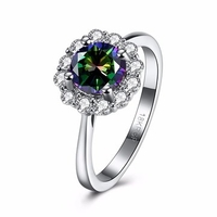 Sweet Wedding Ring Flower Rhinestone Rainbow Zircon Women Ring