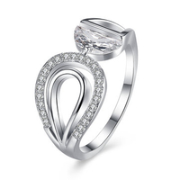 Sweet Wedding Ring Rhinestone Crystal Platinum Ring for Women Gift