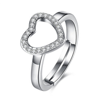 Sweet Wedding Ring Silver Hollow Heart Zircon Ring Gift