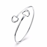 Sweet Women Bracelet Two Hollow Heart Adjustable Bracelet
