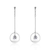Sweet Women Earrings Tassel Heart Crystal Earrings