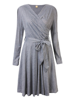 Swing V Neck Cross Knitting Casual Women Long Sleeve Dress