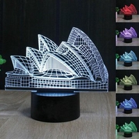Sydney Opera House 3D LED Illusion Night Light 7 Color Touch Table Desk Lamp Bedroom Living Room Hom