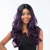 Synthetic Long Wave Hair Wigs High-Temperature Women Mixed Color Purple Wig 64cm