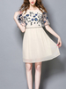 TangJie Elegant Loose Embroidery Two Layer Women Dresses