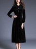 TangJie Elegant Solid Color Stand Collar Long Sleeve Women Dresses
