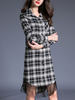 TangJie Plaid Lace Patchwork Women Bodycon Dresses