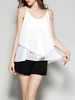 TangJie Sexy Chiffon White Two Layers Spaghetti Strap Tank Tops